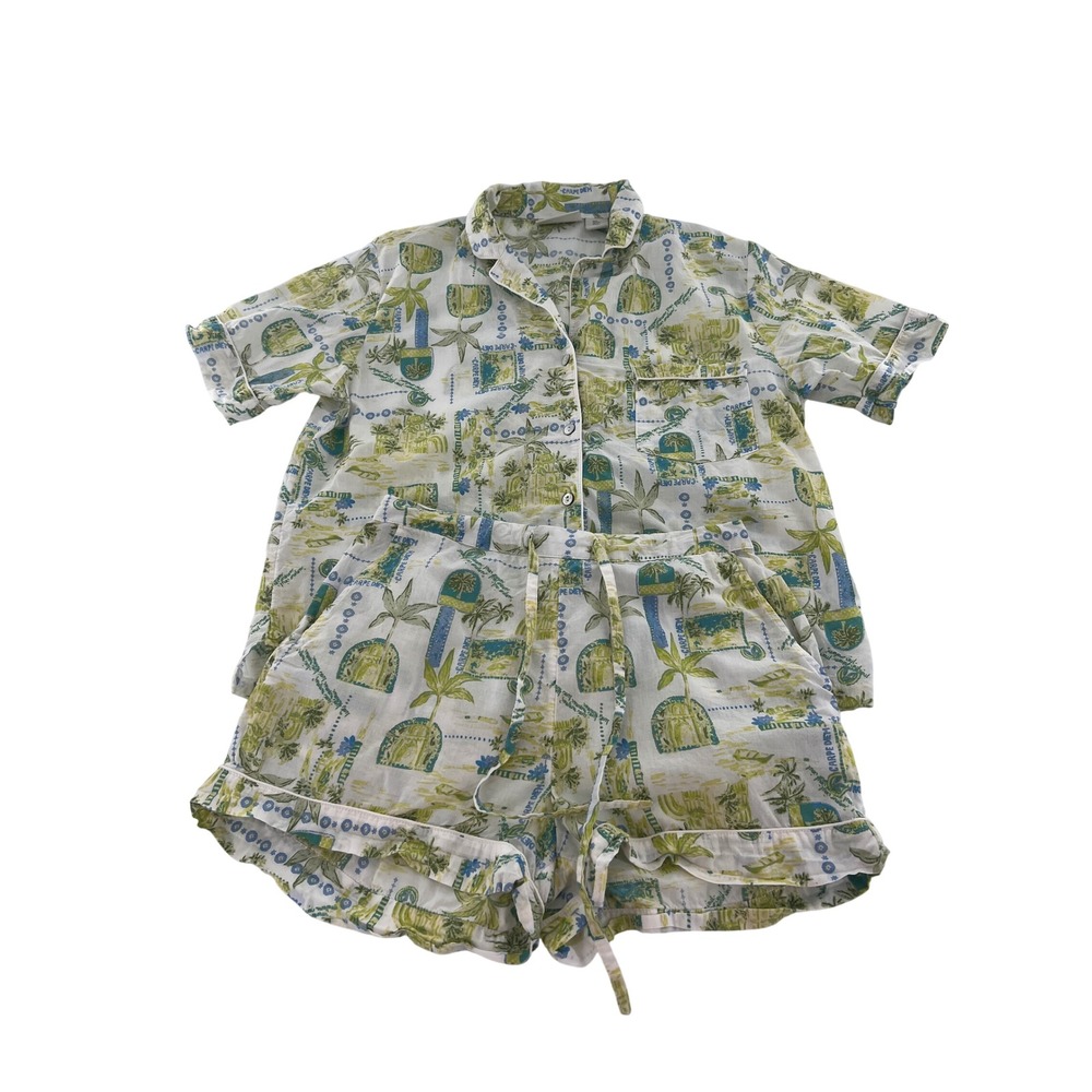 Calypso St Barth Organic Cotton Pajama Set Carpe Diem Tropical Print euro summer